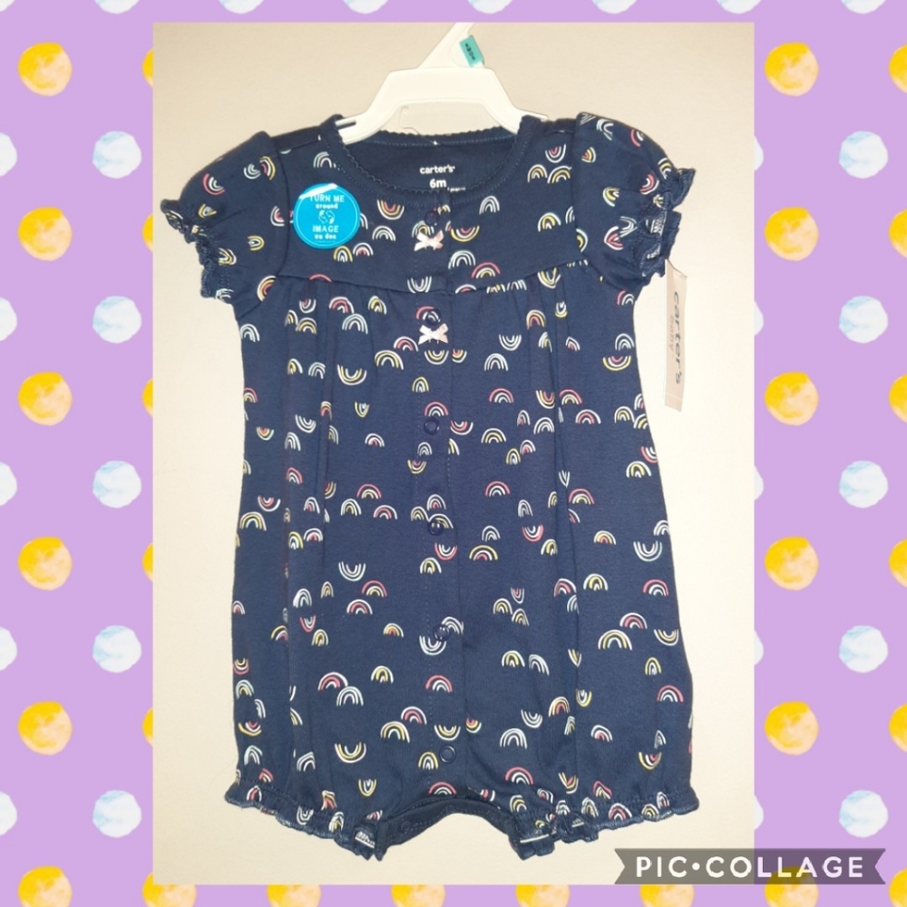 🆕️ Carter's Rainbow Print Cloud Bottom Romper 6m